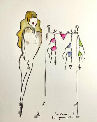 Bikini Storming by Caroline Montigneaux, Drawing for Sale on Select