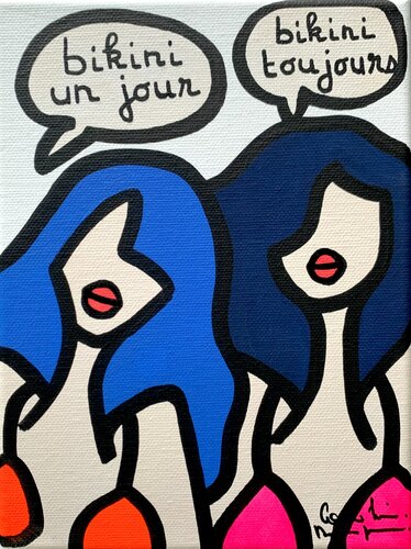 Bikini un jour - bikini toujours by Caroline Montigneaux, Painting for Sale on Select