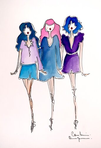 Myrtille and friendz by Caroline Montigneaux, Drawing for Sale on Select