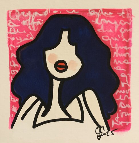 Mini Nana bleu nuit by Caroline Montigneaux, Painting for Sale on Select