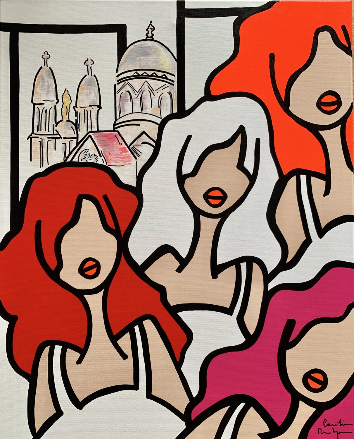 Les Petites Nanas à St-Raphaël Caroline Montigneaux Original painting for sale