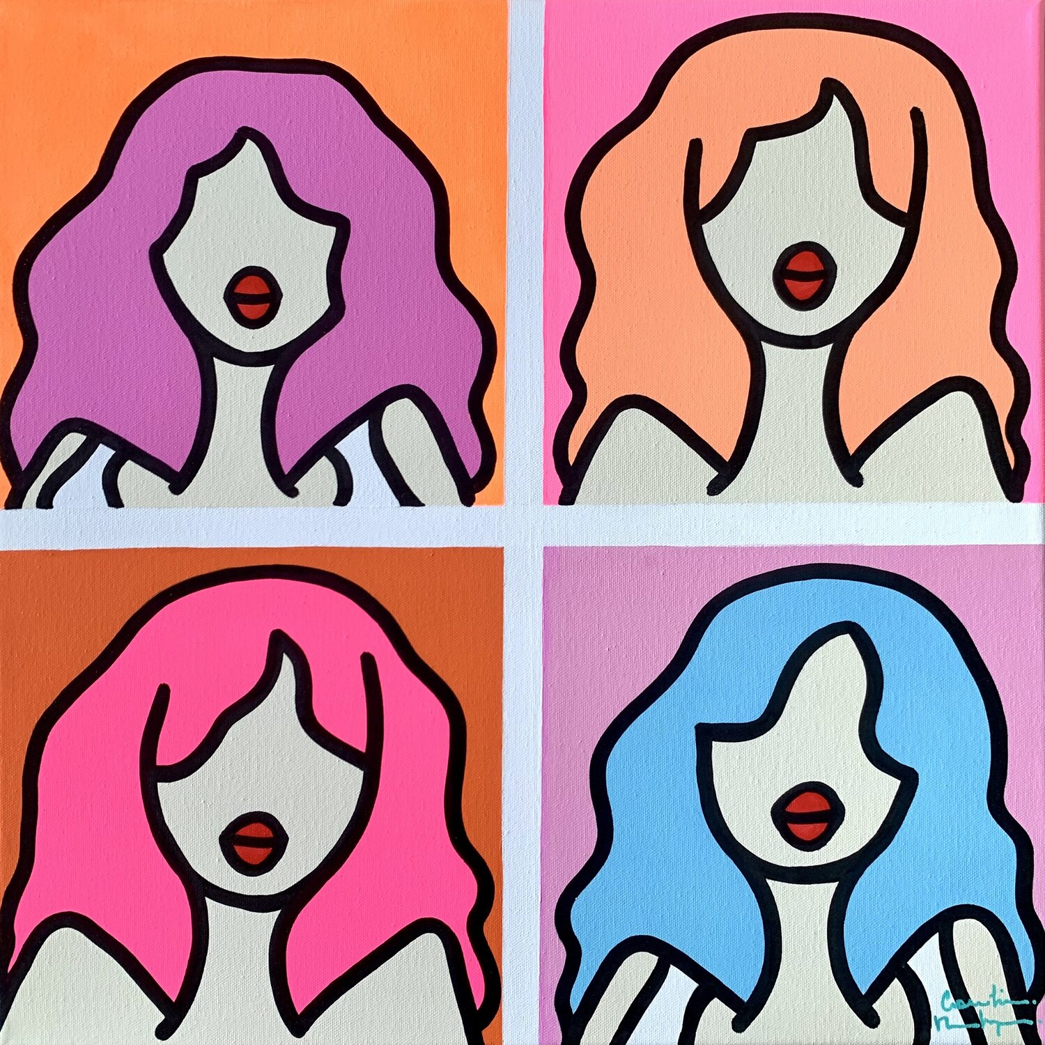 Andy et ses petites naïades Caroline Montigneaux Original painting for sale