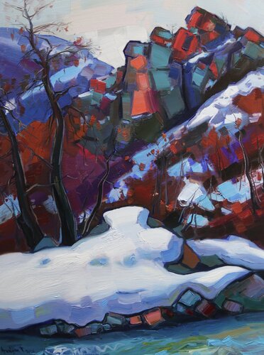 Winter landscape by Tigran Avetyan, Painting for Sale on Select