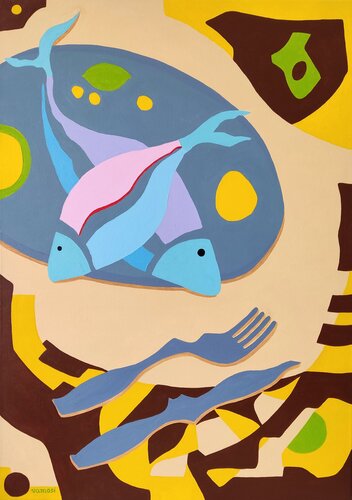 Still life with fish 2. by Peter Vamosi, Painting for Sale on Select