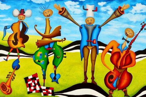Black Music Band (On commission) von Peter Vamosi, Malerei kaufen auf Select