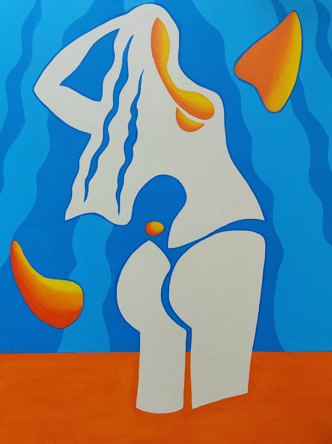 Woman combing her hair Peter Vamosi Original painting for sale