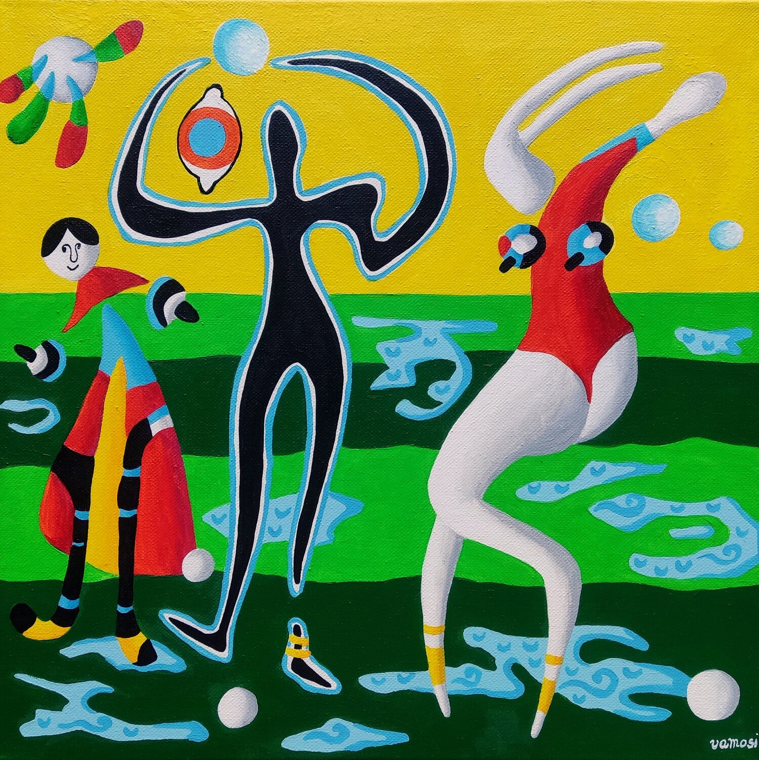 Happy family Peter Vamosi Original painting for sale