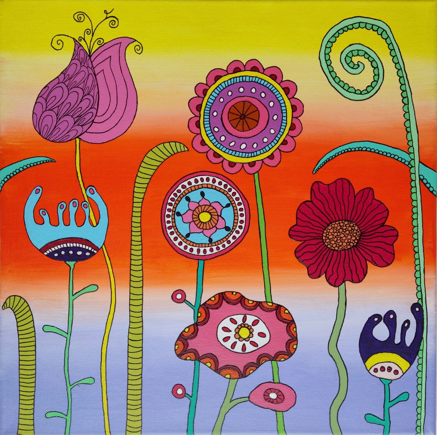 Fairytale flowers Peter Vamosi Original painting for sale