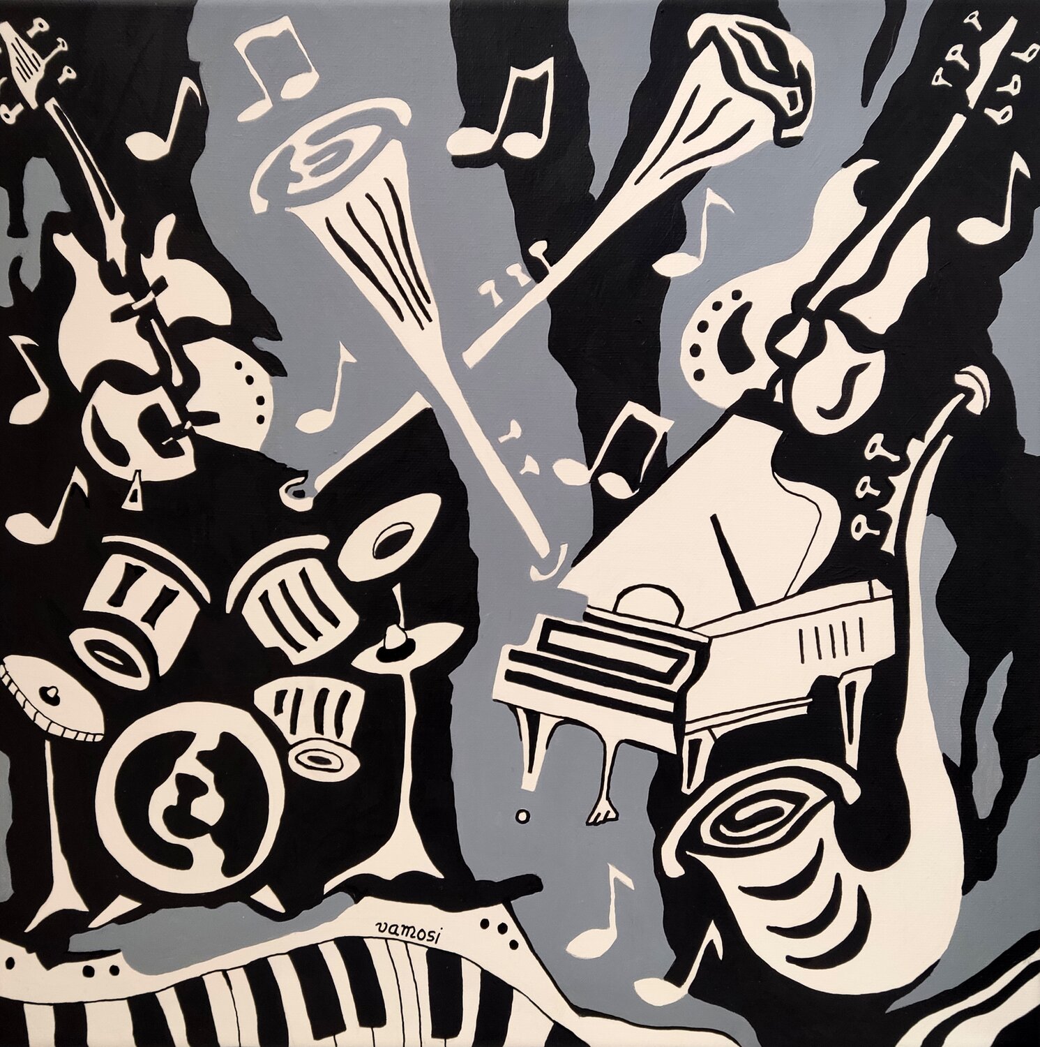Crazy music 7. Peter Vamosi Original painting for sale