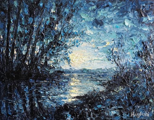 Stillness in Blue by Haykuhi Khachatryan, Painting for Sale on Select