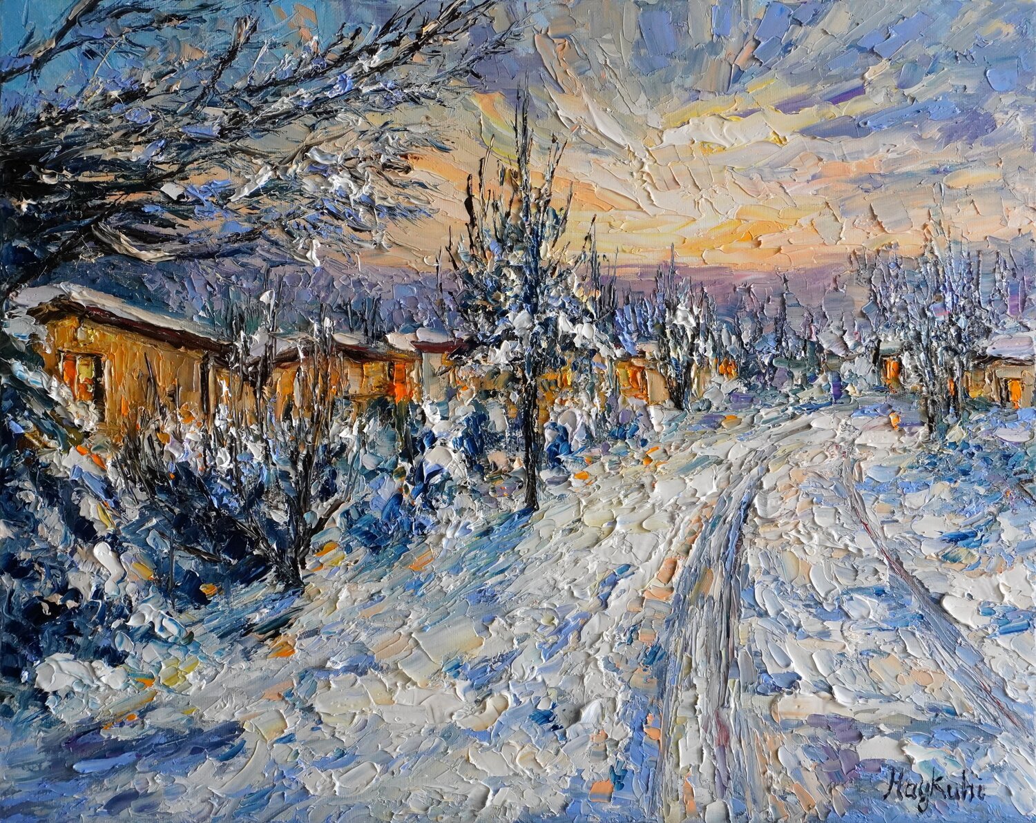 Winter Evening Glow Haykuhi Khachatryan Original painting for sale
