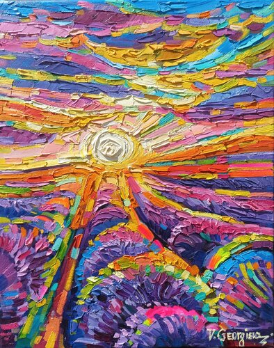 Violet fields by Vanya Georgieva, Painting for Sale on Select