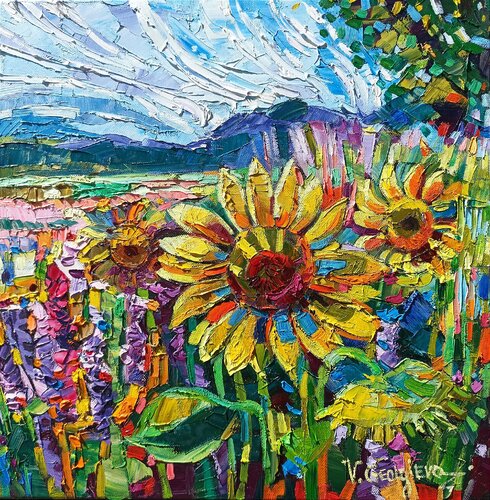 The lonely Sunflower by Vanya Georgieva, Painting for Sale on Select