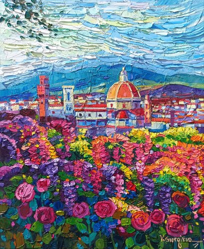 Bouganville in Florence by Vanya Georgieva, Painting for Sale on Select