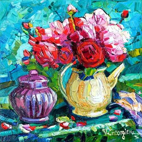 Red roses by Vanya Georgieva, Painting for Sale on Select