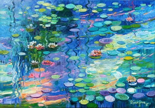 Mine water lilies by Vanya Georgieva, Painting for Sale on Select