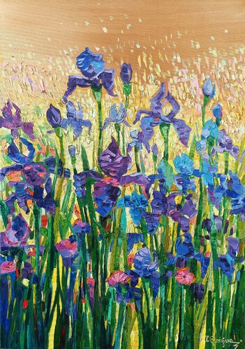Light on the irises by Vanya Georgieva, Painting for Sale on Select