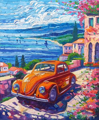 Memories of Summer with my Maggiolino by Vanya Georgieva, Painting for Sale on Select