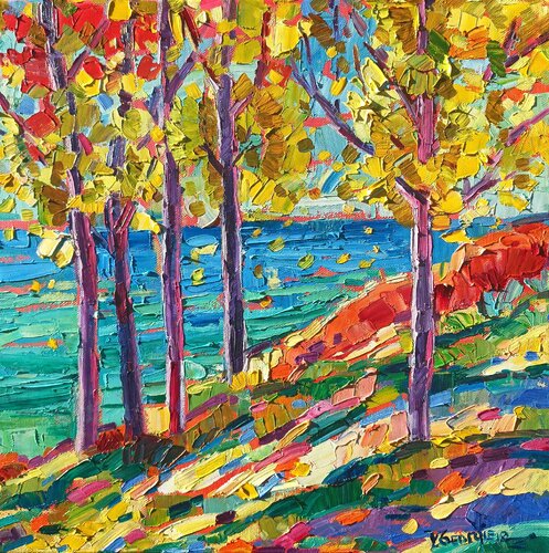 Fall trees by Vanya Georgieva, Painting for Sale on Select