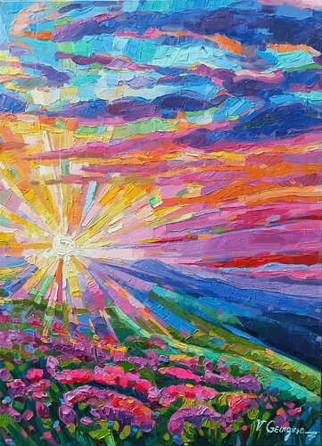 Sunset in Mountain by Vanya Georgieva, Painting for Sale on Select