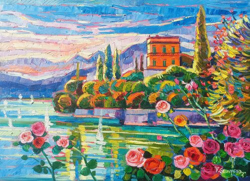 Tender roses at Lake Como by Vanya Georgieva, Painting for Sale on Select