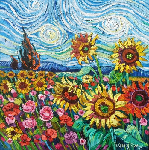 Starry bloom by Vanya Georgieva, Painting for Sale on Select