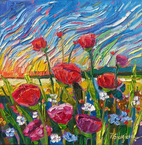 Dance of the Wild Poppies by Vanya Georgieva, Painting for Sale on Select