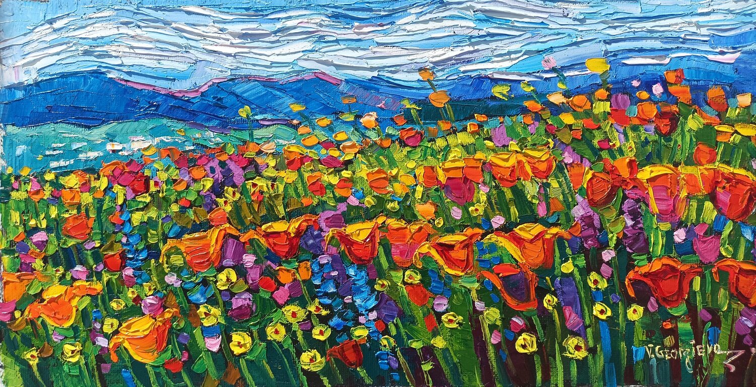 Californian poppies Vanya Georgieva Original painting for sale