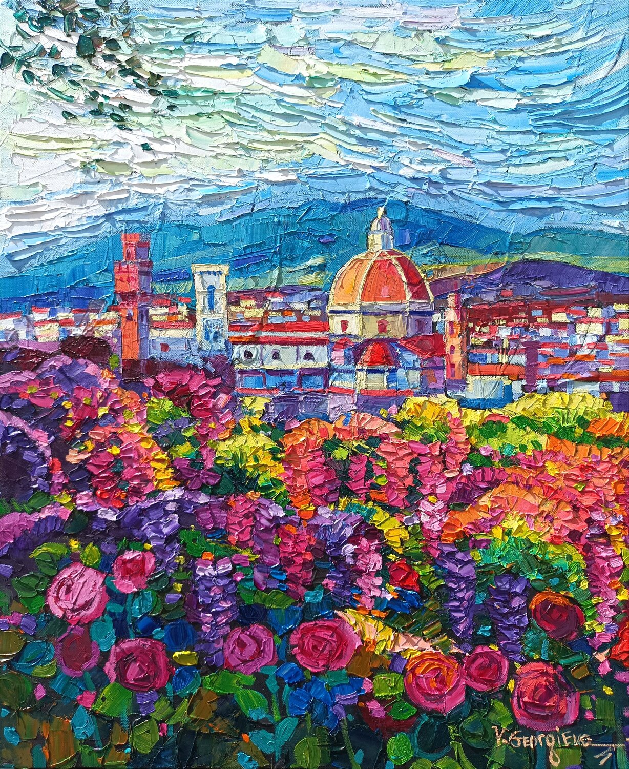 Bouganville in Florence Vanya Georgieva Original painting for sale