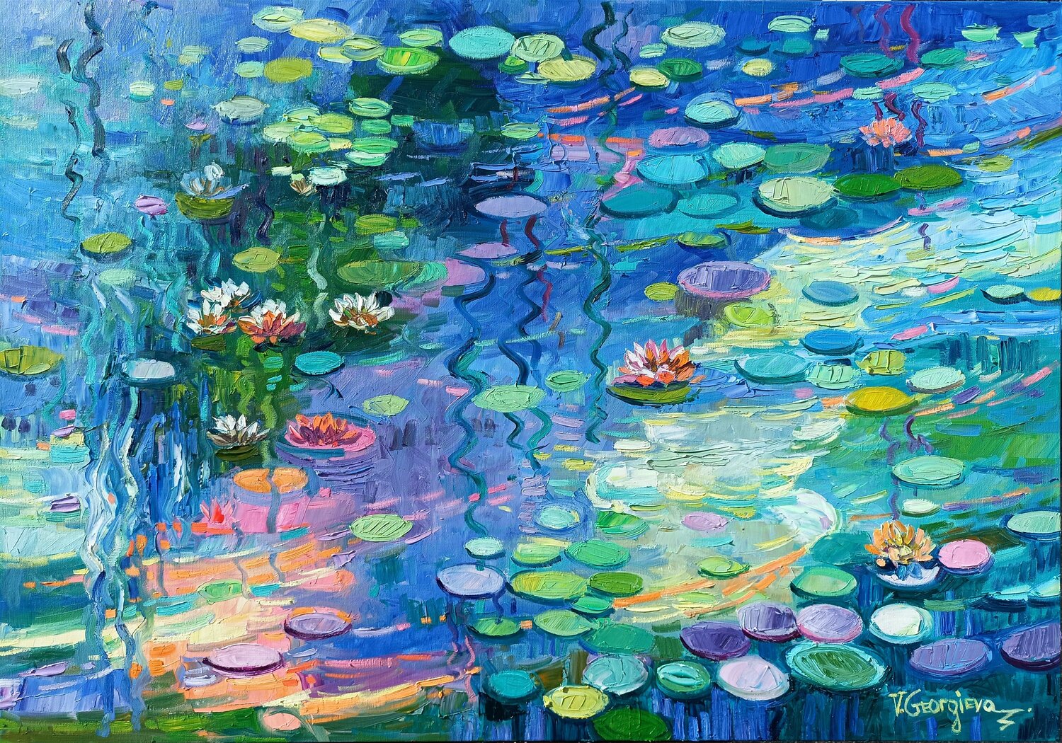 Mine water lilies Vanya Georgieva Original painting for sale