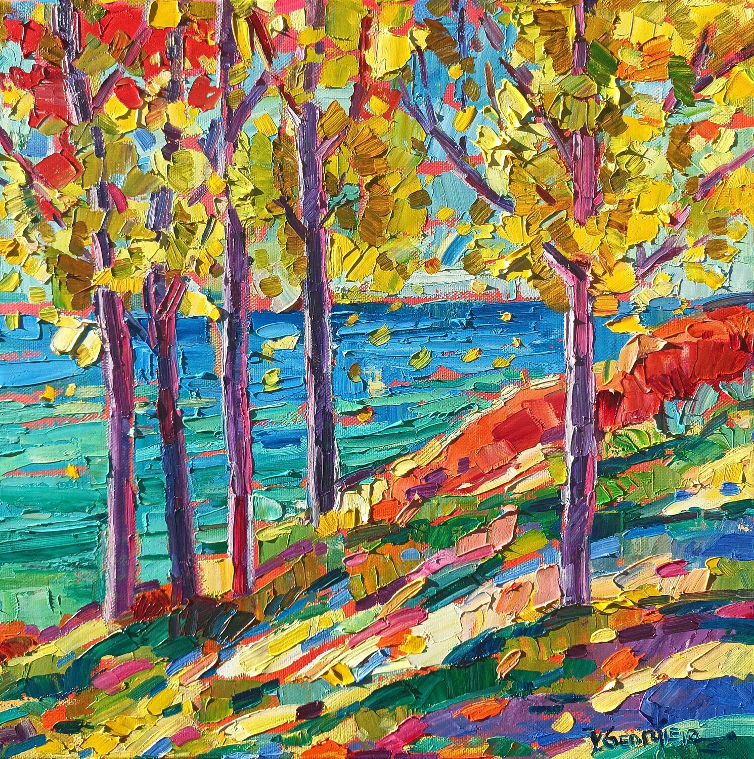 Fall trees Vanya Georgieva Original painting for sale