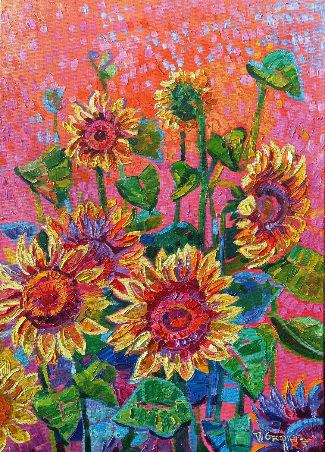 Shining Sunflowers Vanya Georgieva Original painting for sale