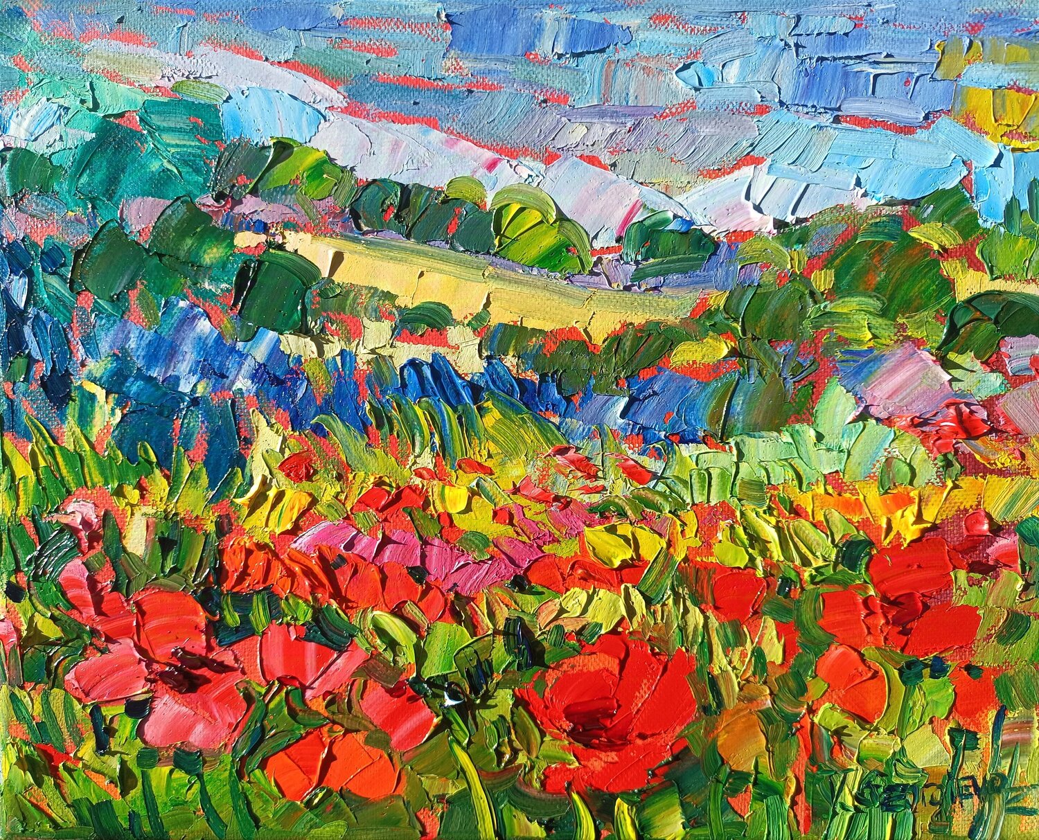 Summer poppies Vanya Georgieva Original painting for sale