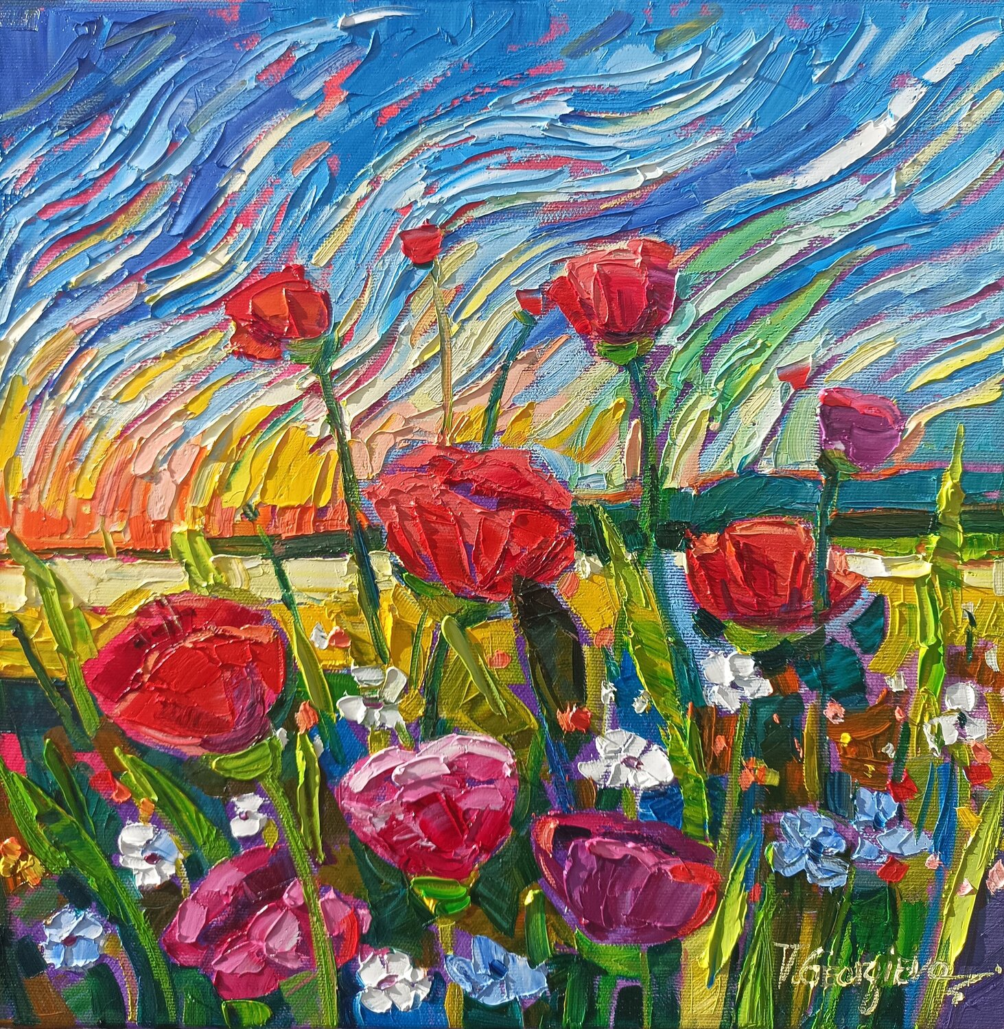 Dance of the Wild Poppies Vanya Georgieva Original painting for sale