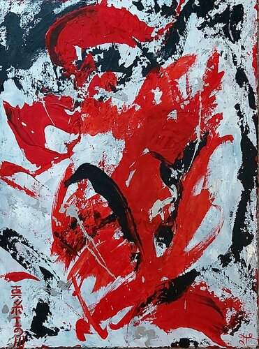 Crimson river by Julia (Iuliia) Tokar, Painting for Sale on Select