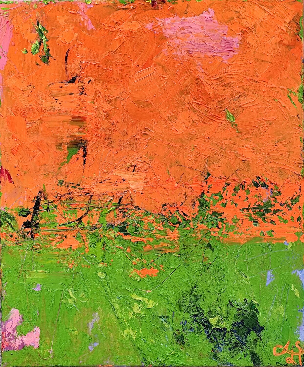 Orange sunset Julia (Iuliia) Tokar Original painting for sale