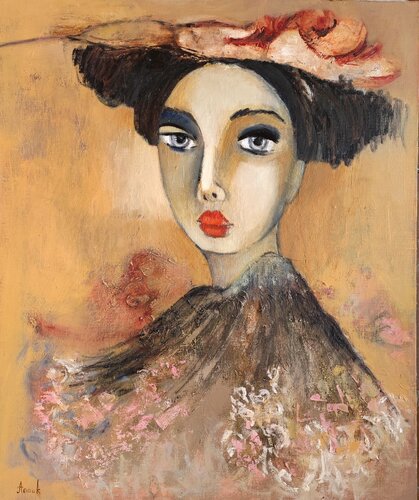 From far away (portrait of a volcano woman) by Anna Soghomonyan, Painting for Sale on Select
