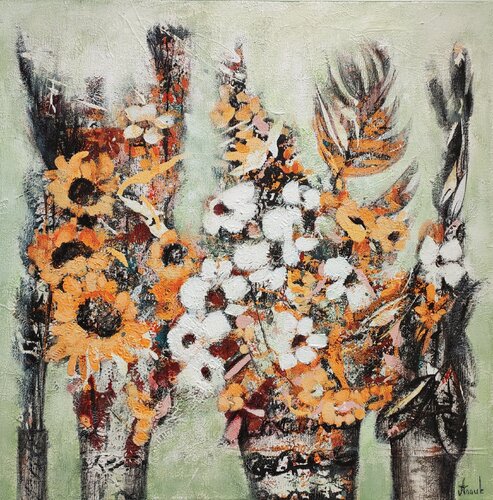 Be happy! Modern still life by Anna Soghomonyan, Painting for Sale on Select