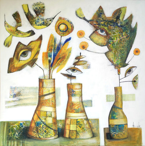 Don't hesitate, fly! (surrealistic still life) by Anna Soghomonyan, Painting for Sale on Select