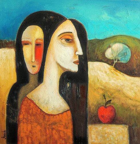 The red apple by Anna Soghomonyan, Painting for Sale on Select