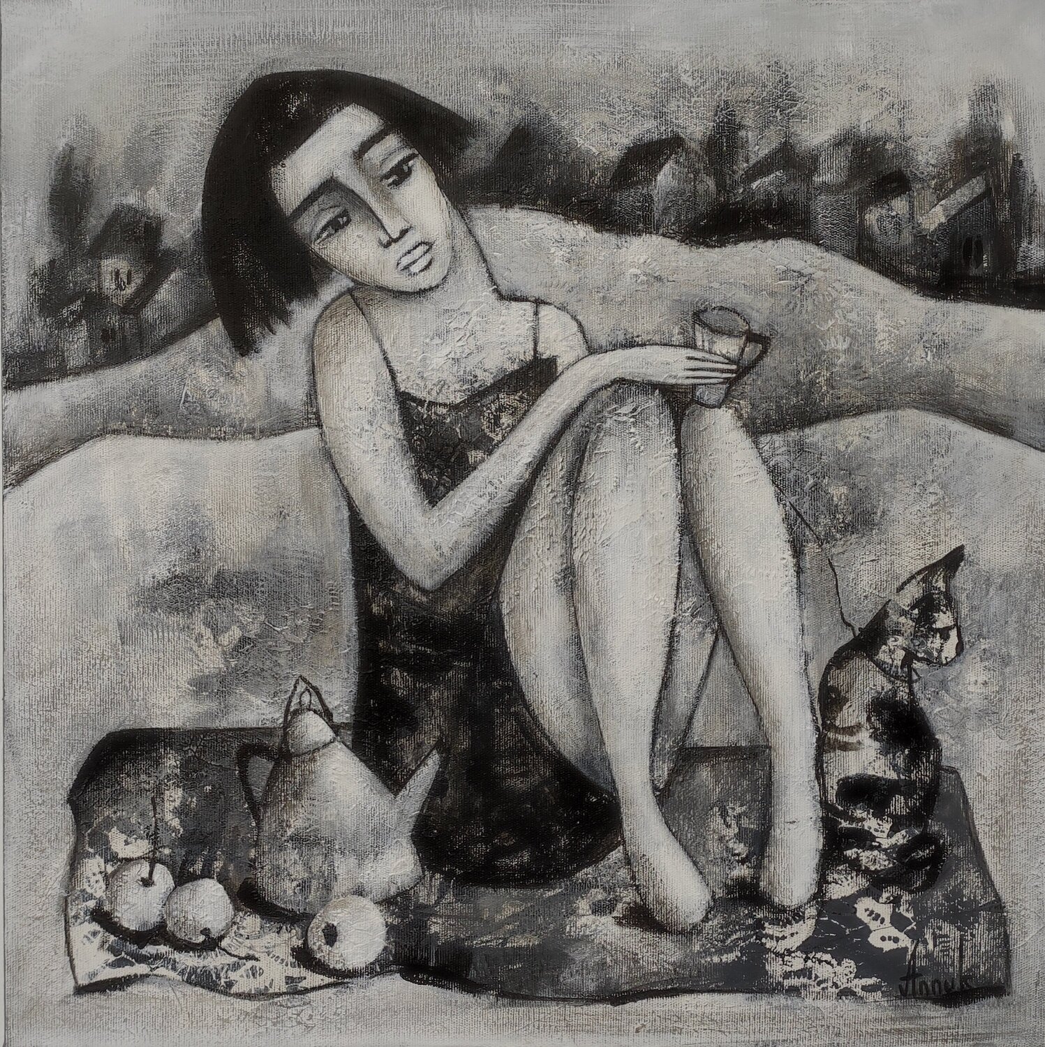 Evening walk Anna Soghomonyan Original painting for sale