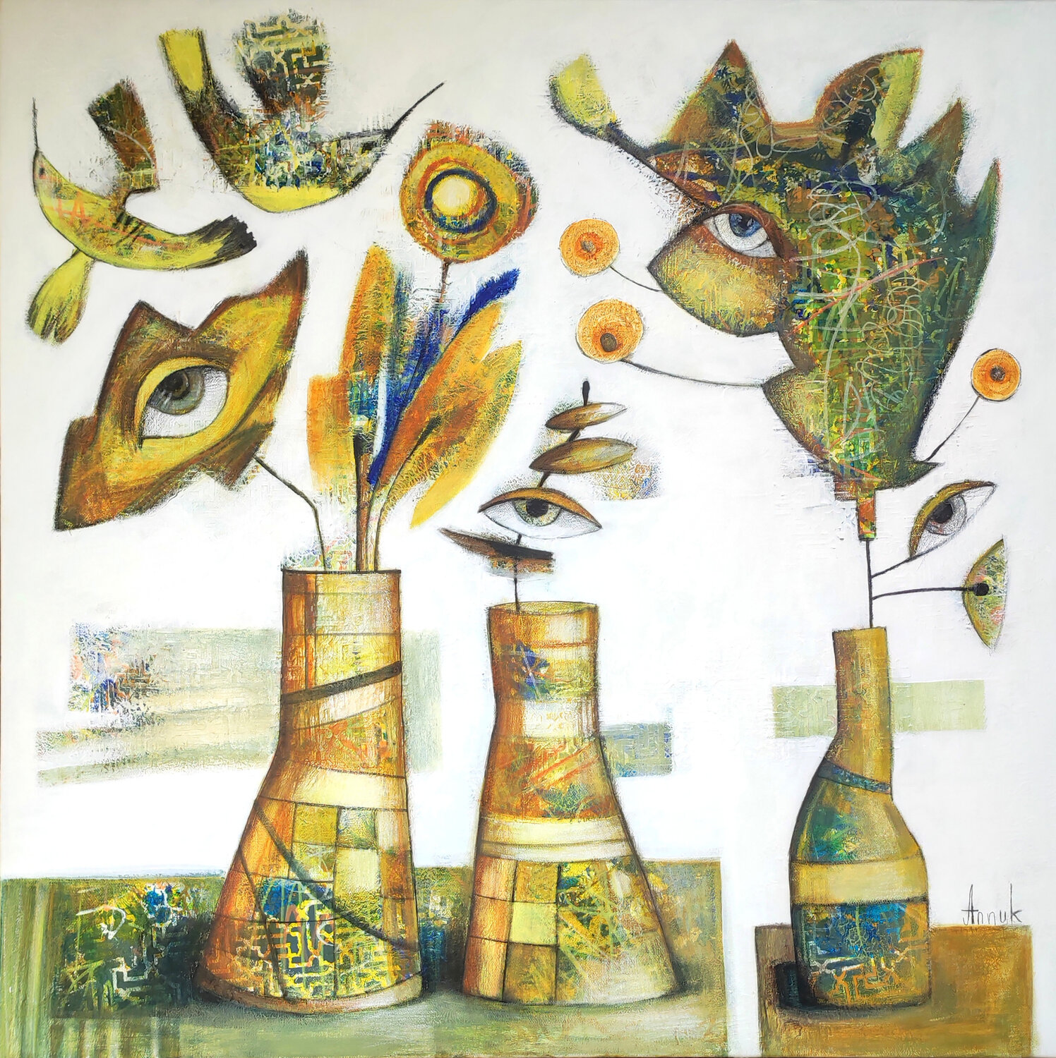 Don't hesitate, fly! (surrealistic still life) Anna Soghomonyan Original painting for sale