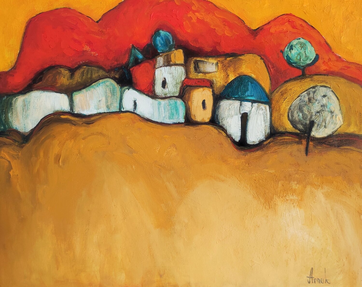 "The red mountain" Anna Soghomonyan Original painting for sale