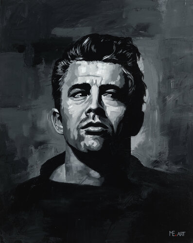 James Dean I- Black and White by Michael Knepper, Painting for Sale on Select