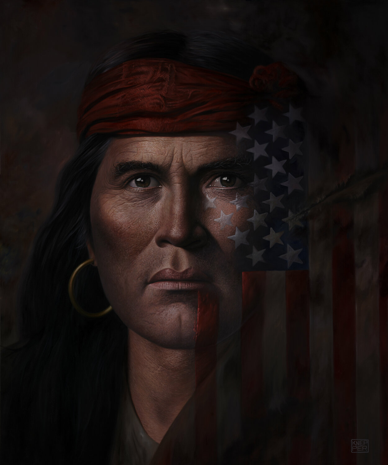 Trapped in Stars and Stripes Michael Knepper Original painting for sale