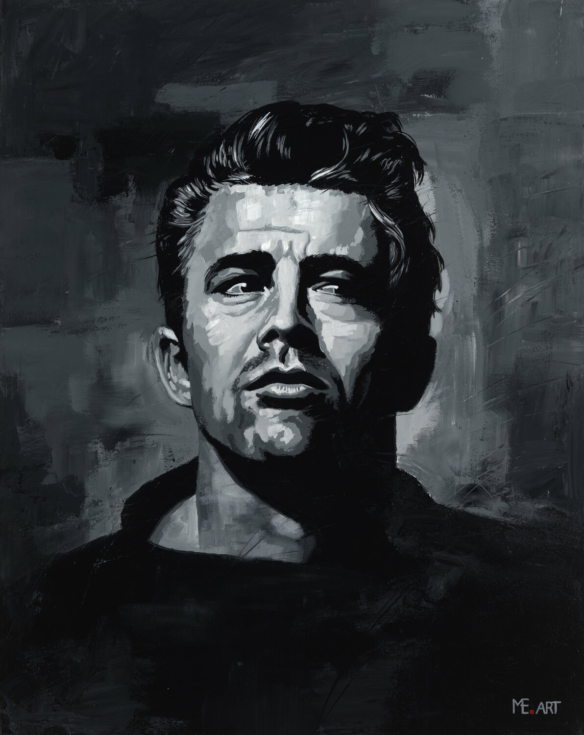 James Dean I- Black and White Michael Knepper Original painting for sale