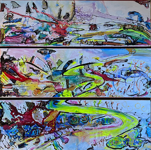 Triptyque CHEMIN EN EQUILIBRE 1/2/3 by PatMoli, Painting for Sale on Select