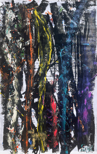 Les arbres et mon chien n°1 by PatMoli, Painting for Sale on Select