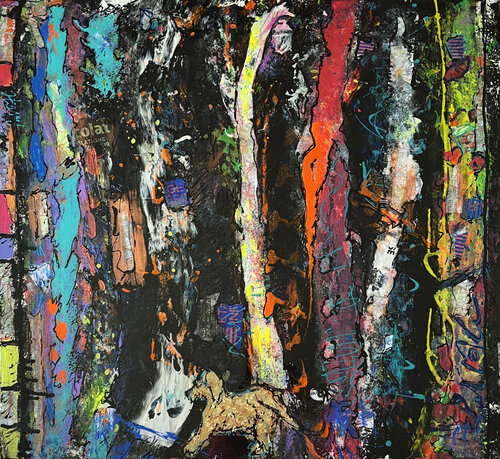 Mon chien et les arbres by PatMoli, Painting for Sale on Select