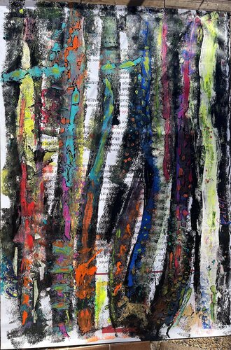 les arbres et mon chien n°2 by PatMoli, Painting for Sale on Select